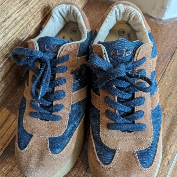 Aldo denim & tan suede Y2K vintage sneakers Euro 39 Approximately US 8 - Picture 7 of 12